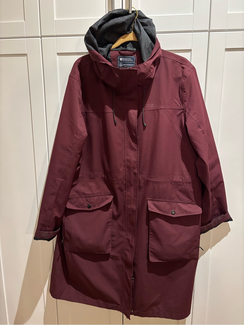 Mountain Warehouse Waterproof and Breathable Hooded Raincoat - Burgundy, US 18